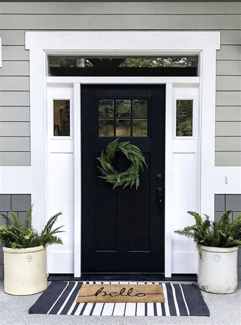 farm house with black metal front door|farmhouse exterior front door ideas.